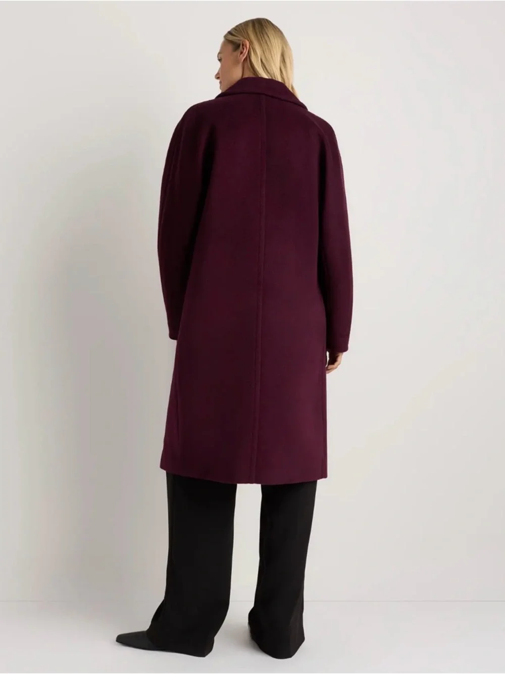 Quince Wool and Cashmere Double-Breasted Slouch Coat in Wine tasting Red Small - Picture 5 of 5